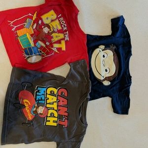 Three Curious George t-shirts